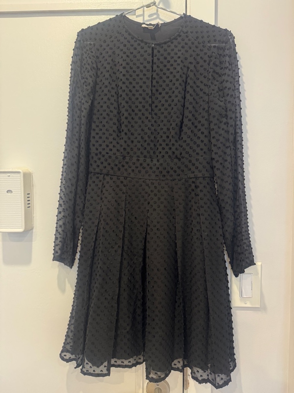 Equipment Black Long Sleeve Textured Fit-and-Flare Dress
